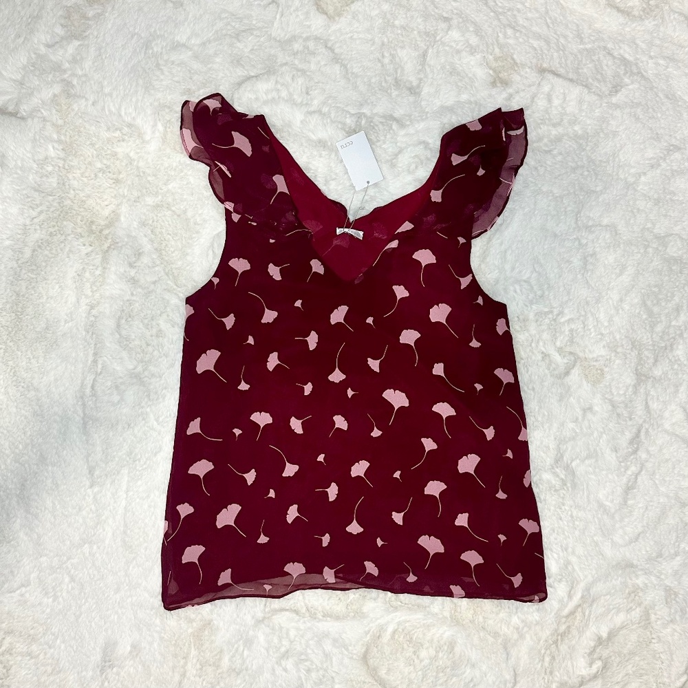 ECRU V-Neck Sleeveless Gingko Top
